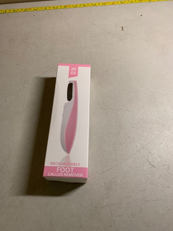 Photo 1 of AM 8:00 Powerful Electric Foot Callus Remover, Rechargeable Pedicure Tool with Smart Light, Fine & Coarse Roller Heads, for Dead, Hard Cracked, Dry Skin (Pink)
