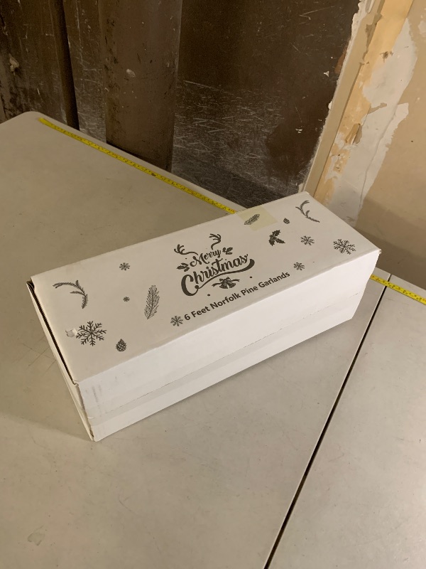 Photo 1 of 2Pcs 6 Ft Artificial Norfolk Pine Garland with 50 LED Lights,Winter Pine Christmas Garland with Lights,Real Touch Faux Greenery Garland for Mantle Fireplace,Table,Window,Outdoor Christmas Decorations