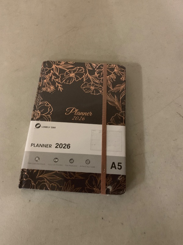 Photo 1 of 2026 Planner, 12 Month Weekly and Monthly Calendar 2026, Hardcover Daily Agenda Planners from Jan. to Dec, Habit Tracker Journal with Ribbon Bookmark 5.75" x 8.4"(Gold Flower)