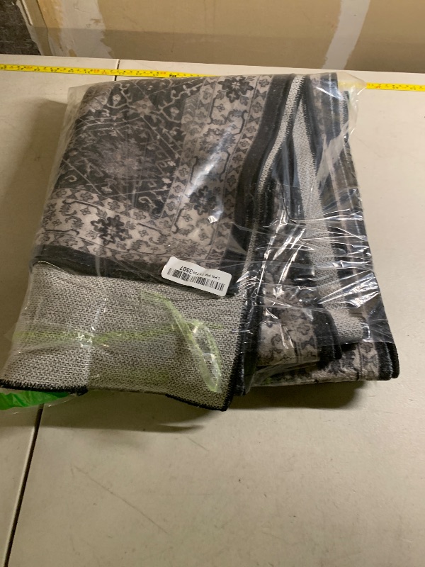 Photo 2 of Hallway Washable Runner Rug - 2x10 Kitchen Rugs Entryway Rug Runner Vintage Soft Floor Mat Non Slip Indoor Farmhouse Carpet for Bathroom Living Room Bedroom(2 X 10, Black)