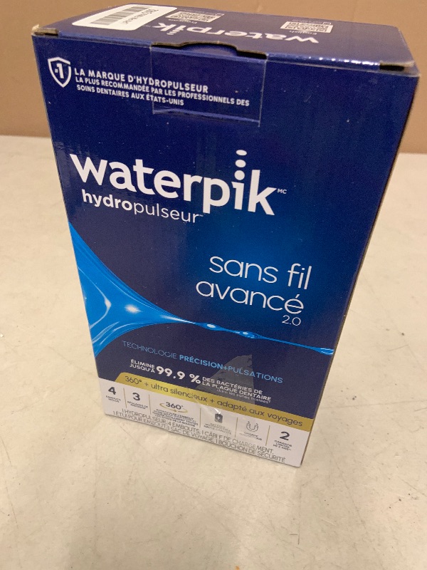 Photo 1 of Waterpik Cordless Advanced 2.0 Water Flosser For Teeth, Gums, Braces, Dental Care With Travel Bag and 4 Tips, ADA Accepted, Rechargeable, Portable, and Waterproof, White WP-580, Packaging May Vary