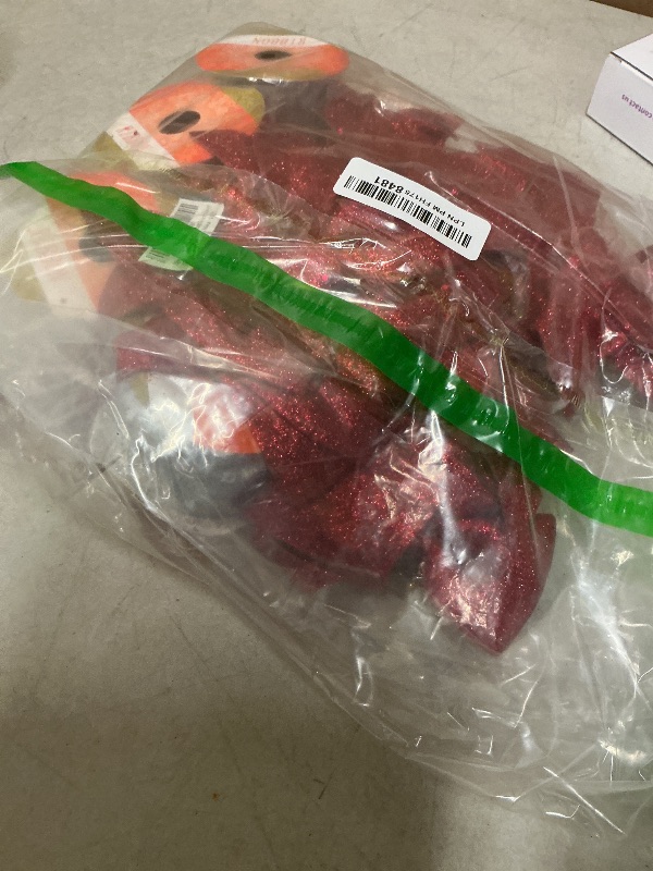 Photo 1 of 23pcs 5.5'' Mini Christmas Bow Decorations and 4 Rolls Sheer Glitter Ribbon, Sequin Wreaths and Organza for Christmas Tree Ornaments Gift Wrapping (Red Bow and Silver Ribbon)