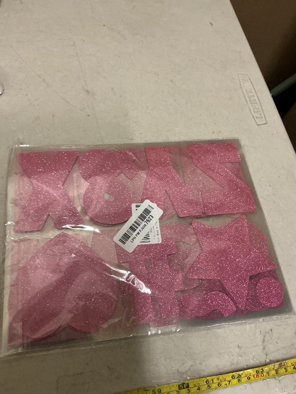 Photo 1 of 108 Pcs Letter Stickers Glitter Large Bulletin Board Letters Alphabet Stickers Vinyl Self-Adhesive Sticker Letters for Poster Board Display Crafts Mailbox Door Classroom Decor (Pink, 4 Inch)