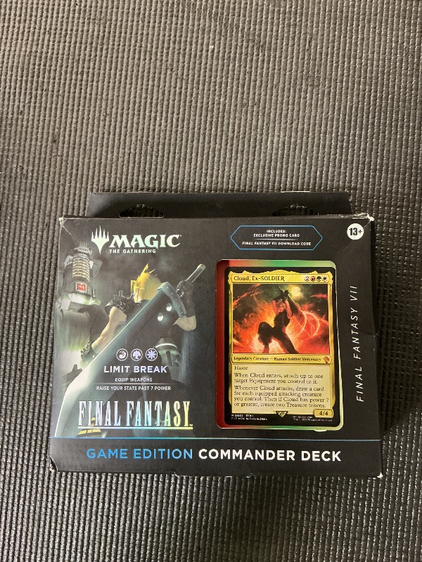 Photo 1 of Magic: The Gathering Final Fantasy VII Commander Deck - Game Edition (Limit Break Commander Deck, Exclusive Promo Card, Final Fantasy VII Video Game Download Code, and Accessories), Pack of 1
