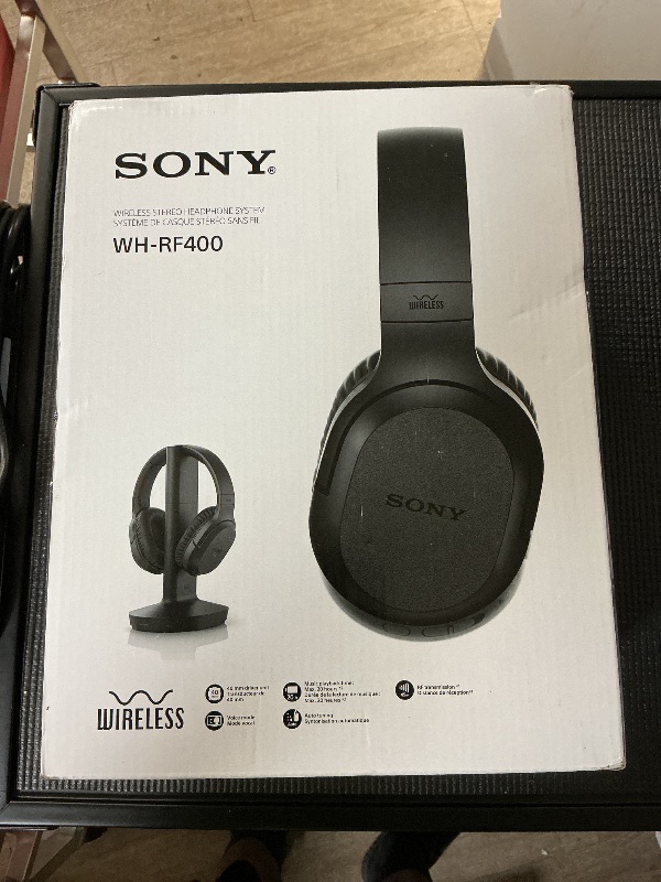 Photo 1 of Sony RF400 Wireless Home Theater Headphones for Watching TV (WHRF400), Black, 2.9 (Requires use of RCA Audio Out or Headphone Jack on Television)
