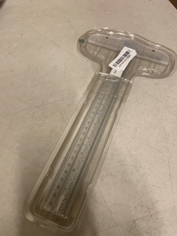 Photo 1 of 12" Clear Acrylic T-Square Ruler for Easy Reference While Crafting T-Square Ruler Hand Tool in Both Inches Metric Measurements Transparent Graduated T-Ruler Inch Metric T-Square Measuring Scale Ruler