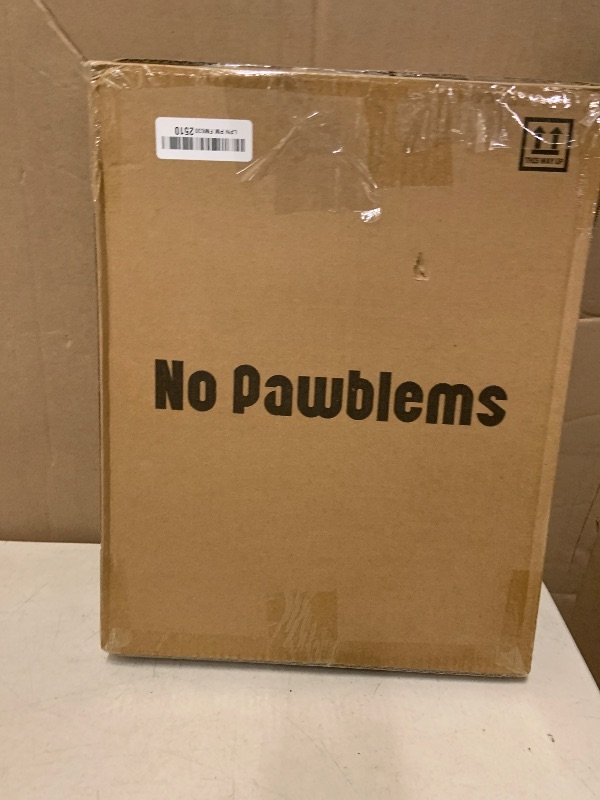 Photo 1 of No Pawblems Dog Gate with Small Pet Door, 16"-42.7" Adjustable Metal Short Dog Gate to Step Over, 16.5" Tall Small Pet Gate with 3 Extension Kits, Pressure Mounted Gate for Doorways & Stairs, White