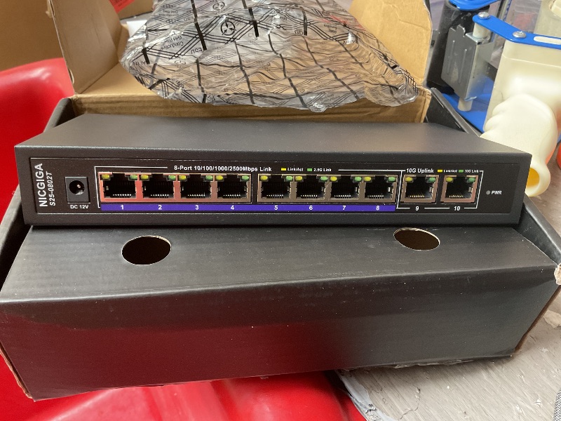 Photo 1 of 10Gbe Ethernet Switch Unmanaged with 2 x 10Gb RJ45 Ports ? 8 x 2.5Gb Base-T Ports, Desktop/Wall Mount NICGIGA 10 Port 10Gbps Network Switch for Wireless AP, NAS, PC