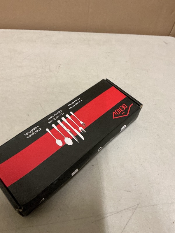 Photo 1 of 24-Piece Silverware Set with Steak Knives,Flatware Set Service for 4 Person, Food-Grade Stainless Steel Cutlery Set,Includes Knife Spoon And Fork, Mirror Finished Utensil Sets for Home Restaurant