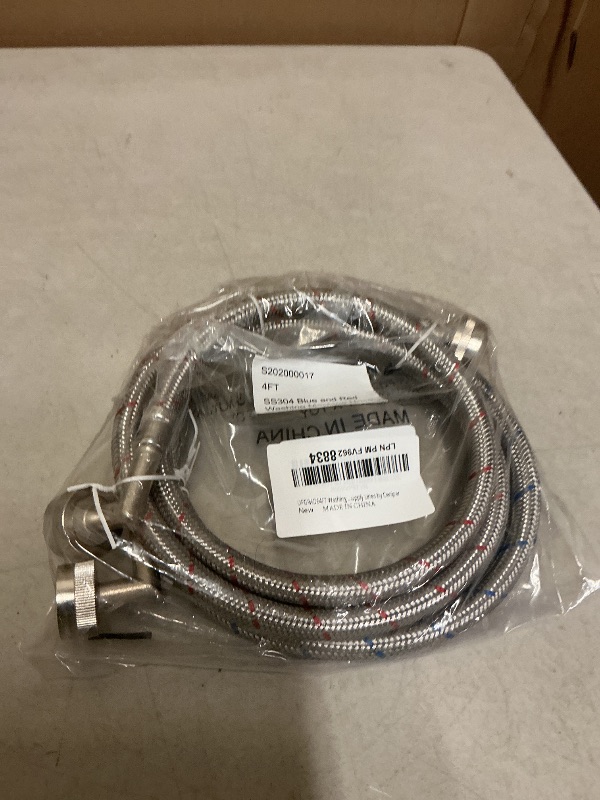 Photo 1 of ?UPGRADE?4FT Washing Machine Hoses with 90 Degree Elbow Premium Stainless Steel Burst Proof (cost-effective 2 pack) Red and Blue Striped Water Connection Inlet Supply Lines by Cenipar