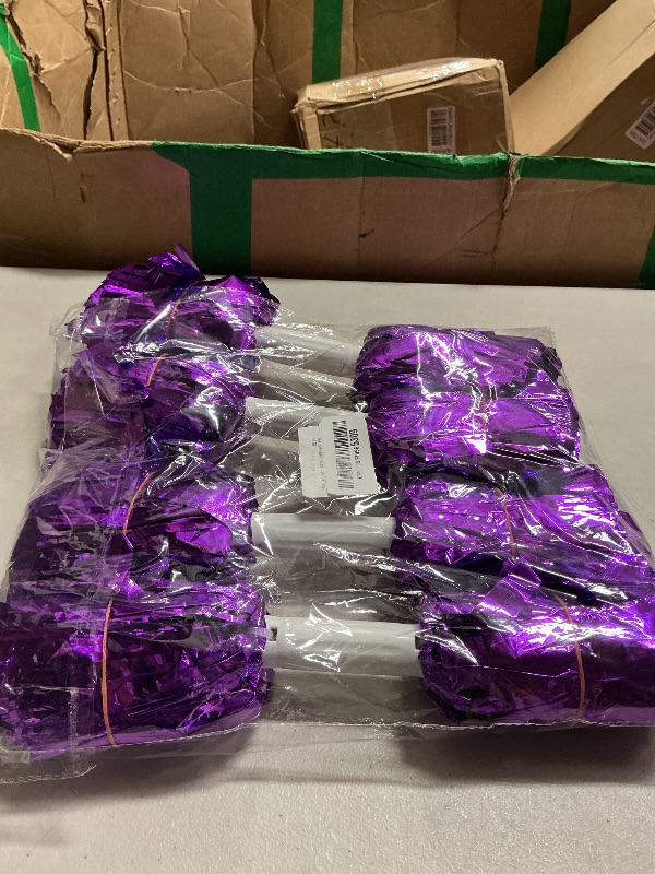 Photo 1 of 4 Pcs Metallic Cheerleading Pom Poms, 12Inch Cheerleader Pompoms with Baton Handle for Kids Adults School Team Sports Games Dance Cheering (Purple)