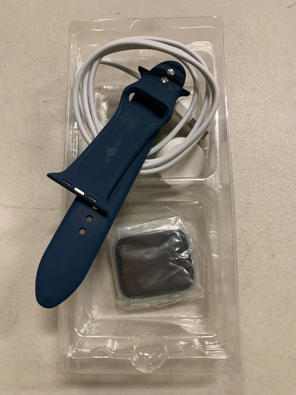 Photo 1 of *INCOMPLETE** Apple Watch Series 9 [GPS, 45mm] - Silver Aluminum Case with Storm Blue Sport Band, M/L (Renewed)
