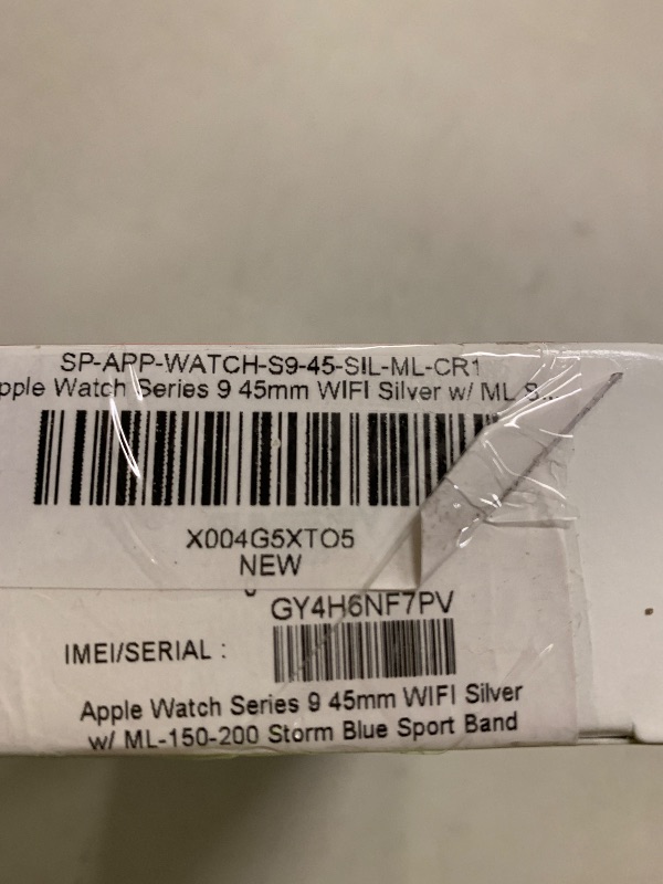 Photo 1 of *INCOMPLETE** Apple Watch Series 9 [GPS, 45mm] - Silver Aluminum Case with Storm Blue Sport Band, M/L (Renewed)