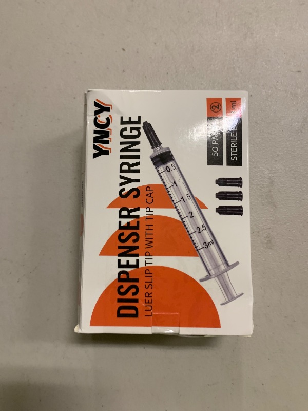 Photo 1 of 3ml Syringes with Cap, Luer Slip Tip, Whole Pack Bulk Sterile Sealed, No Needle, 50 Pack
