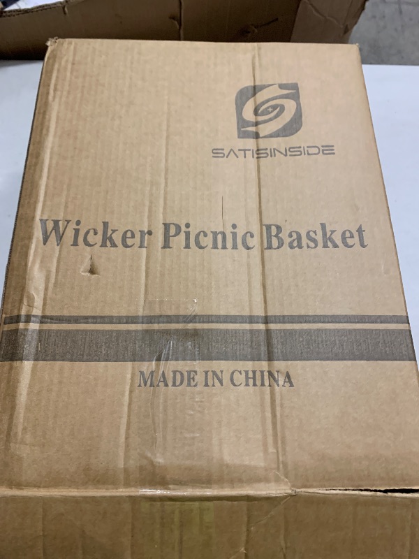 Photo 1 of 19Pcs Picnic Basket for 2 with Insulated Liner and Waterproof Picnic Blanket Wine Pouch, Large Wicker Picnic Hamper for Camping,Outdoor,Valentine Christmas for Couples