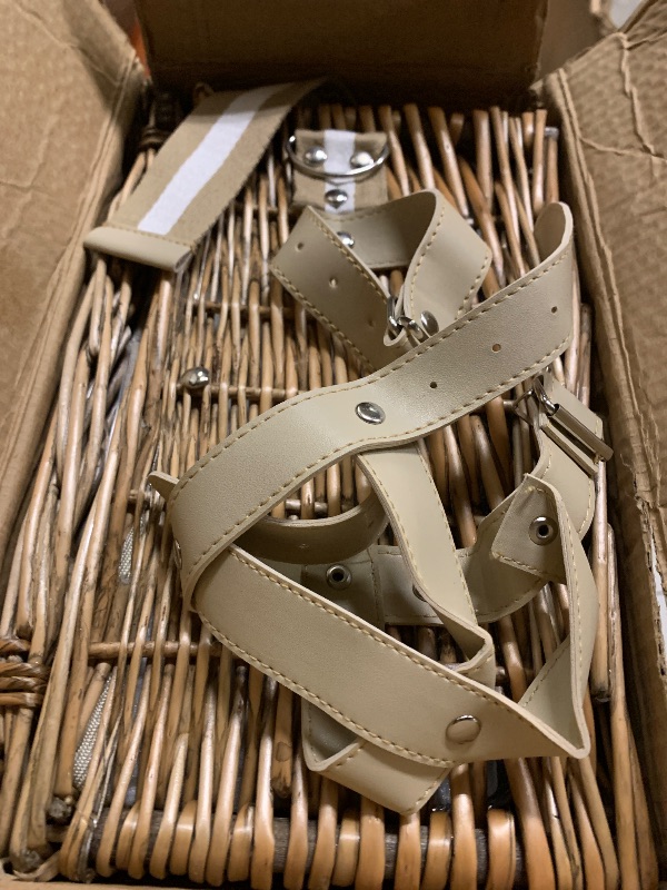 Photo 1 of 19Pcs Picnic Basket for 2 with Insulated Liner and Waterproof Picnic Blanket Wine Pouch, Large Wicker Picnic Hamper for Camping,Outdoor,Valentine Christmas for Couples