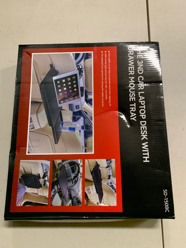 Photo 1 of 2 in 1 Car Steering Wheel Tray / Back Seat Headrest Tray for Eating Food Drink and Writing Laptop Work, XERGUR Black Car Desk