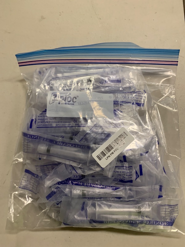Photo 1 of 3mL Syringes without Needle, Luer Lock Syringe with Cap, Sterile Individually Wrapped, Accurate Liquid Measurement - 50 Pack for Lab Use and Home Care