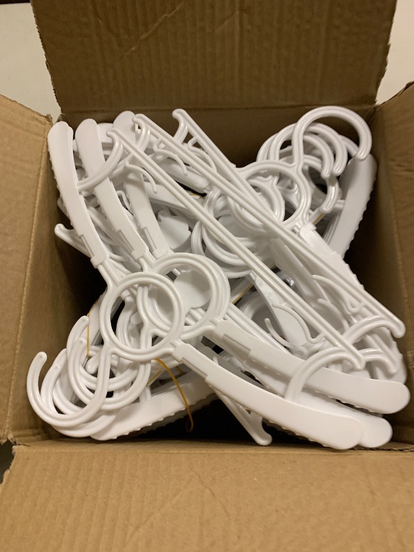 Photo 1 of 50 Pack Baby Hangers, 11"-14" Adjustable Infant Hanger, Non-Slip Kids Hanger, Space Saving Plastic Hangers for Girl Boy Toddler Kids Child (White)