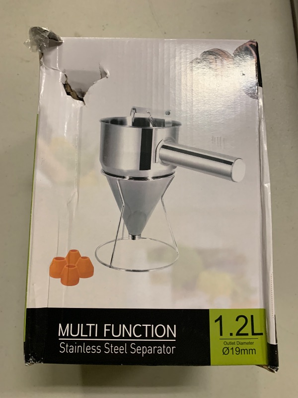 Photo 1 of 40oz Pancake Batter Dispenser, Stainless Steel Funnel Cake Dispenser with Stand Heavy Duty Baking Tool for Cupcake Waffles Cakes, Caliber: 0.31"/0.47"/0.55"/0.67"