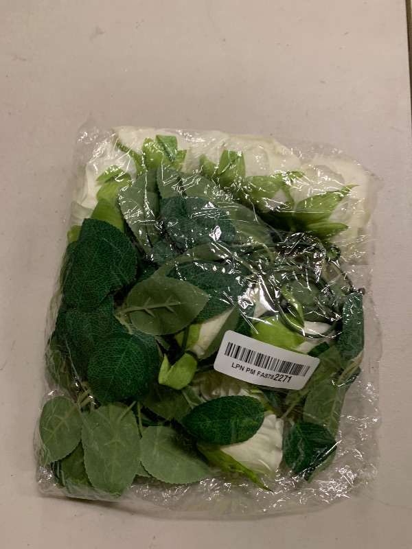 Photo 1 of 2 Pcs Flower Garland with 19.6 Ft Lights, 13.2 Ft White Floral Garland Fake Flowers for Wedding Arch Party Wall Garden Room Decor