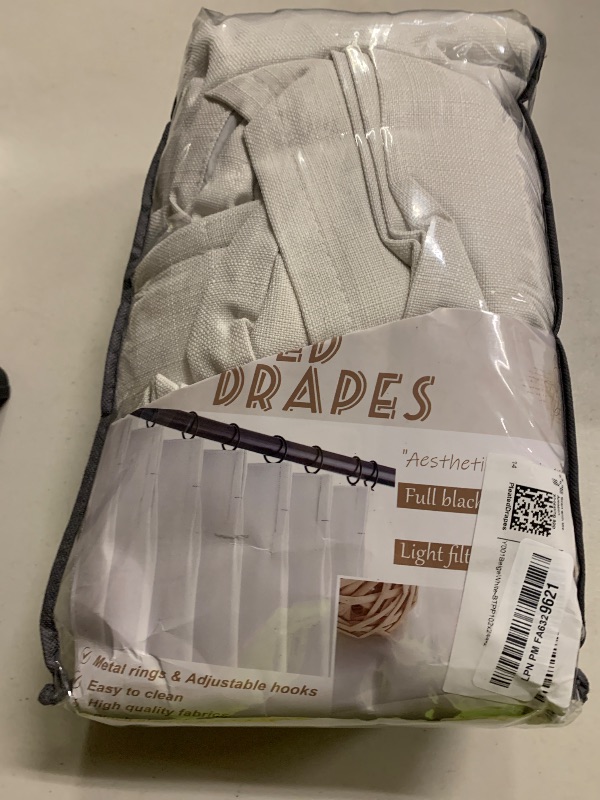 Photo 1 of 100% Blackout Linen 96 Inch Curtains 2 Panel Set for Bedroom, Modern Pinch Pleated Natural Linen Off Beige White Insulated Heavy Curtain 40 x 96 Inches Length Sliding Glass Door Room Darkening Drapes