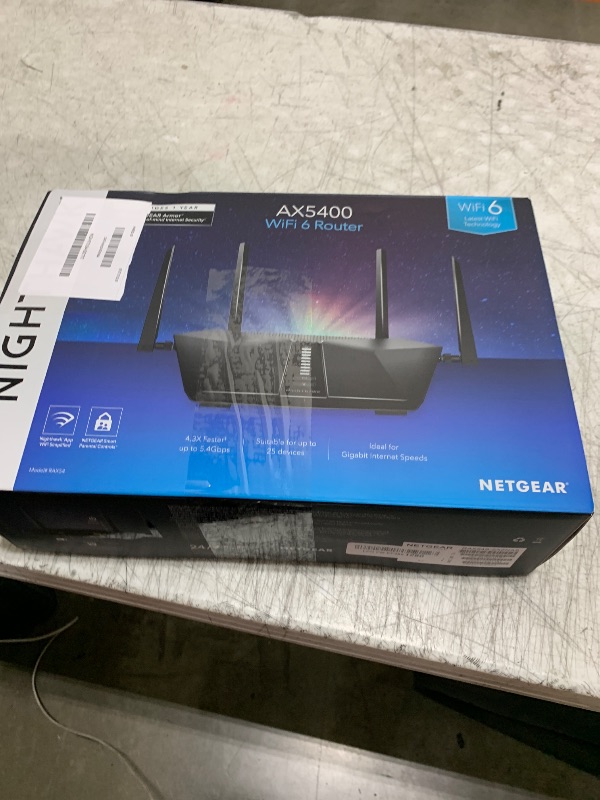 Photo 1 of NETGEAR Nighthawk 6-Stream Dual-Band WiFi 6 Router (RAX54S) – Security Features, AX5400 Wireless Speed, Up to 5.4 Gbps, Covers up to 2,500 sq. ft., 25 Devices - 1-Year Armor Subscription Included