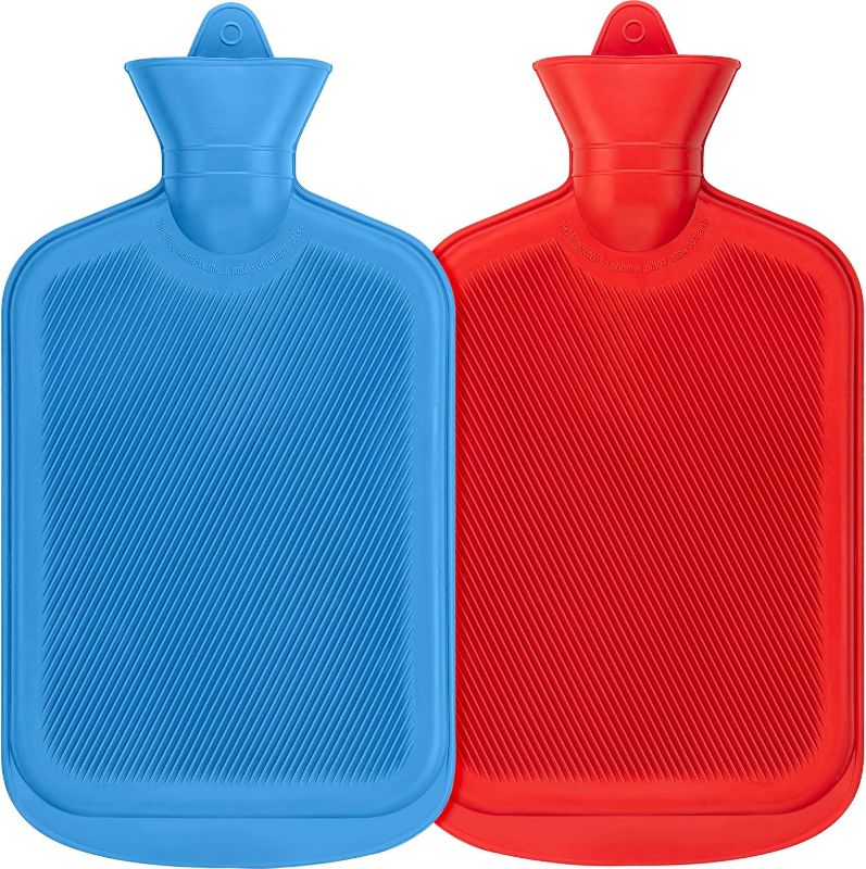 Photo 1 of SteadMax [2 Pack] Hot Water Bottles, 2L (68oz) Natural Rubber -BPA Free- Durable Large Hot Water Bag for Hot Compress and Heat Therapy, Pain Relief Heating Pad,