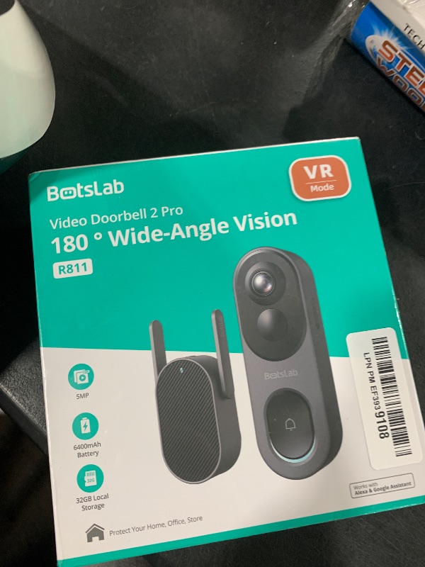 Photo 1 of BOTSLAB 5MP Wireless Video Doorbell Camera, No Monthly Fee, 5GHz WiFi, 180° Head-to-Toe View, AI Motion Detection, VR Mode, Battery or Wired Powered, Easy Installation, Weatherproof