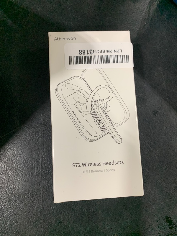 Photo 1 of Bluetooth Headset, Wireless Bluetooth Earpiece with ENC Noise Canceling Mic, 120Hrs Talk Single-Ear Headphones, LED Display, IPX7 Waterproof Hand-Free Earphone for Business/Trucker/Driver, Black