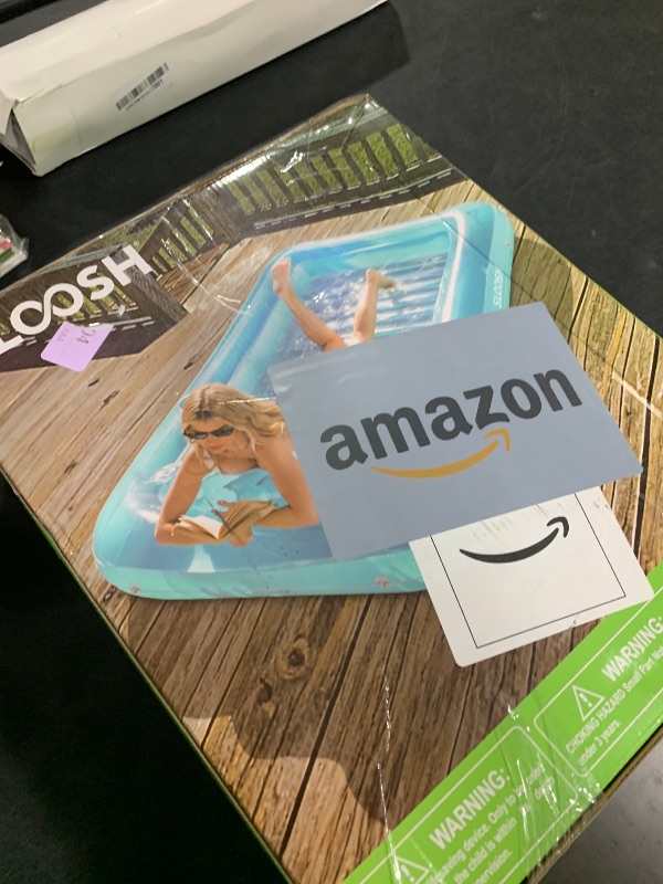Photo 1 of SLOOSH Inflatable Tanning Pool Lounger Float, 85" x 57" Extra Large Pool Floats Adult with Pillow, 4 in 1 Suntan Tub Raft Floatie,Sunbathing Bed Lounge for Water Blow Up Ball Pit Party Gifts, XL-Blue