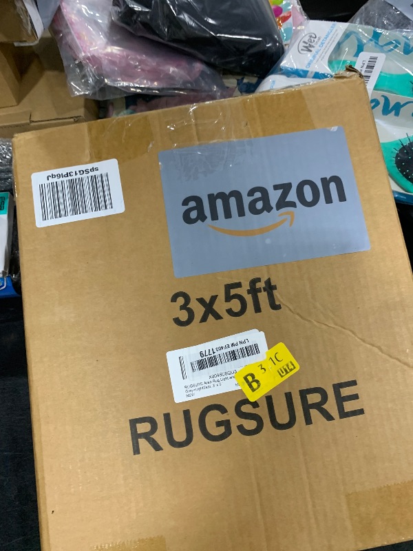 Photo 1 of RUGSURE Washable Area Rug - 1/6 Thick - Stain & Water Resistant Non-Slip - Resistant Rug for Living Room, Bedroom, Nursery, Pet & Child Friendly, Vintage Charm Area Rugs (Grey+LightTeal, 3' x 5 ')