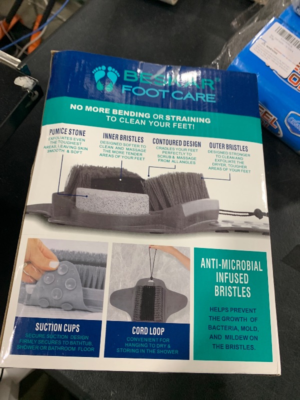 Photo 1 of BESKAR Shower Foot Scrubber Mat with Pumice Stone, Cleans, Exfoliates & Smooths Your Foot Without Bending in The Shower or Bathtub, Foot Dead Skin & Callus Remover, Upgraded Non-Slip Suction Cups