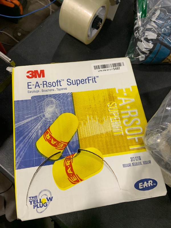 Photo 1 of 3M Ear Plugs, 200 Pairs/Box, E-A-Rsoft SuperFit 312-1256, Uncorded, Disposable, Foam, NRR 33, Drilling, Grinding, Machining, Sawing, Sanding, Welding, 1 Pair/Poly Bag
