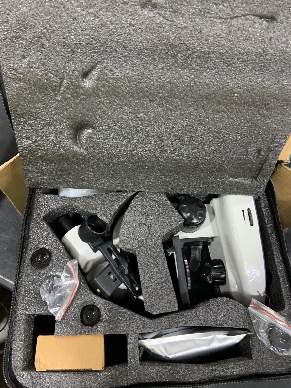 Photo 1 of Binocular Compound Microscope 40X-2000X, Research Grade Professional Microscope with Dual Mechanical Stages and Coaxial Coarse/Fine Focus Knobs, Built-in Electronic Eyepieces, Adult Microscope