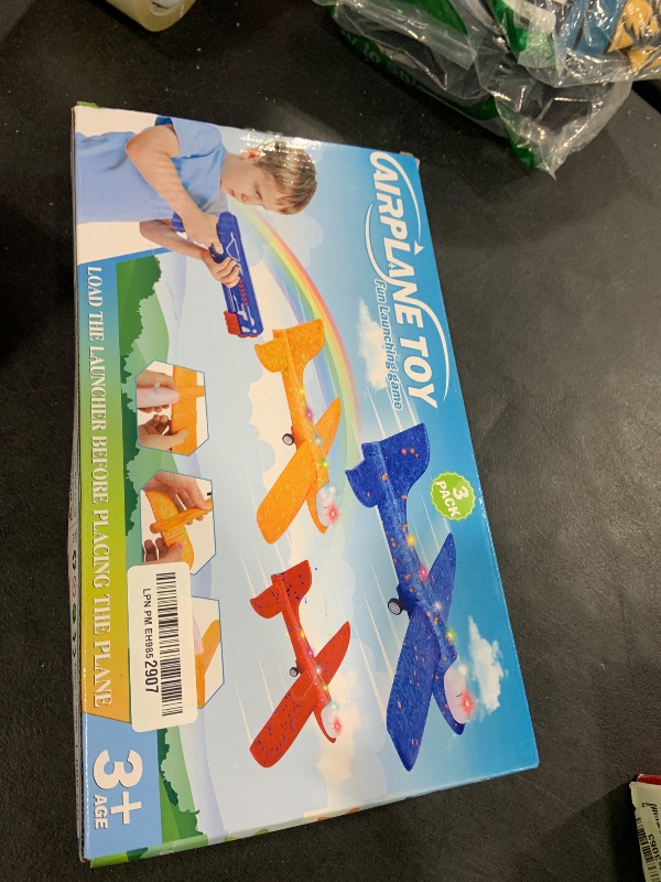 Photo 1 of Fuwidvia 3 Pack Airplane Launcher Toys, 13.2'' LED Foam Glider Catapult Plane Toy for Boys, 2 Flight Modes Outdoor Flying Toys Birthday Gifts for Boys Girls 4 5 6 7 8 9 10 11 12 Year Old