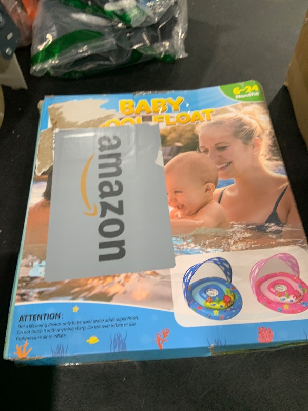 Photo 1 of ZIZZ Baby Pool Float with Canopy - 2025 New Inflatable Baby Swimming Float with UPF50+Sun Protection, Infant Pool Float with Toy Play Console Adjustable Seat for Boys Girls Kids 6-36 Months