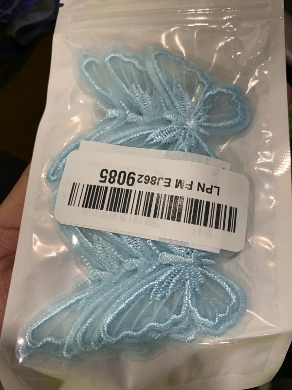 Photo 1 of Butterfly Hair Clips Penta Angel 6Pcs Lace Embroidery Flower Butterfly Hair Bow Pins Wedding Hair Accessories for Women Halloween Party Decor (Light Blue)
