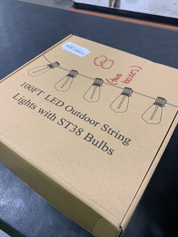 Photo 1 of Brightever LED Outdoor String Lights 100FT Patio Lights with 52 Shatterproof ST38 Vintage Edison Bulbs, Outside Hanging Light Waterproof for Porch, Deck, Garden, Backyard, Balcony, Dimmable 2700K