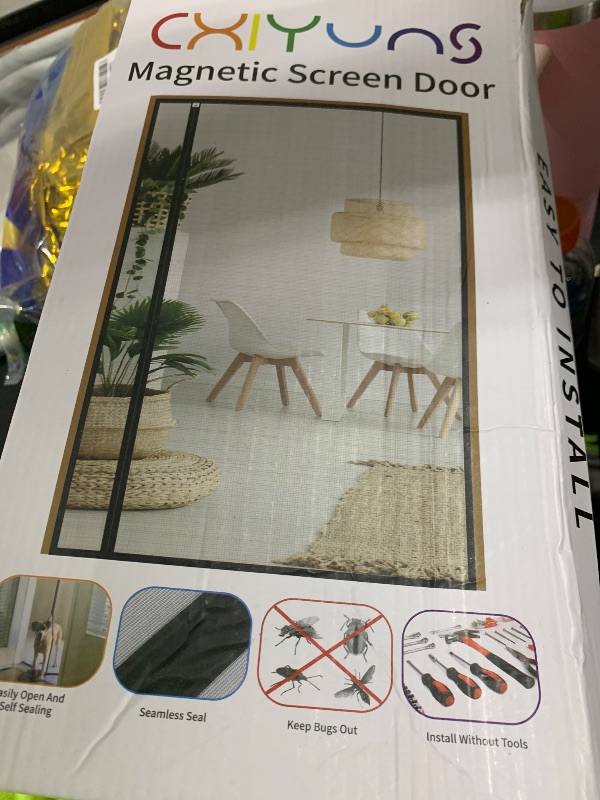 Photo 1 of CHIYUNS Reversible Left Right Side Opening Screen Door Mesh Magnetic Closure Heavy Duty, Self Closing Fiberglass Bug Net with Magnet for Sliding Doors & Doorway, Pet Friendly, 30 x 80 inch