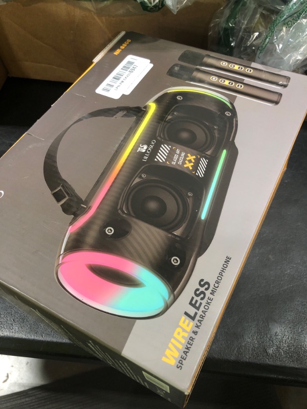 Photo 1 of Karaoke Machine, Portable Bluetooth Speaker with 2 Wireless Microphones for Adults & Kids with Lights, Karaoke Microphone with PA System Supports USB/TF/AUX for Home Party, Gifts for Women Men Teen