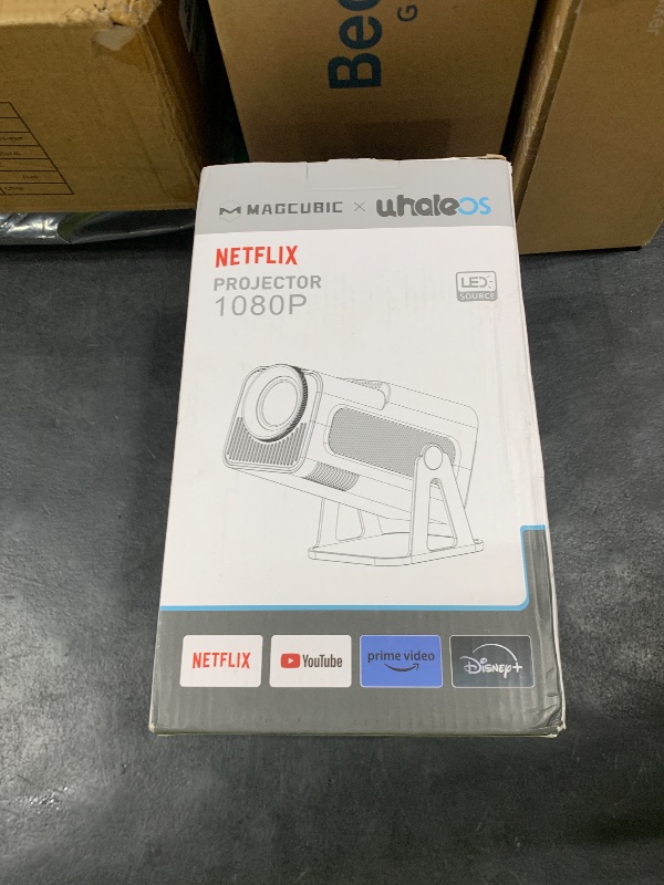Photo 1 of [Netflix-Licensed] Magcubic Mini Projector with Wifi and Bluetooth, Built-in Android 13, Portable Smart 1080P Projector with 4K Support, Auto Keystone, Voice Control, HY320 NTV (White)