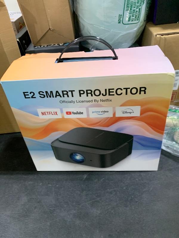Photo 1 of [2025 Netflix-Official | 386+ Built-in Apps] DBPOWER E2 Smart Projector with WiFi and Bluetooth, Mini Projector 4K Support with Netflix, Youtube, Disney+, Hulu, Max, Crunchyroll w Portable Case