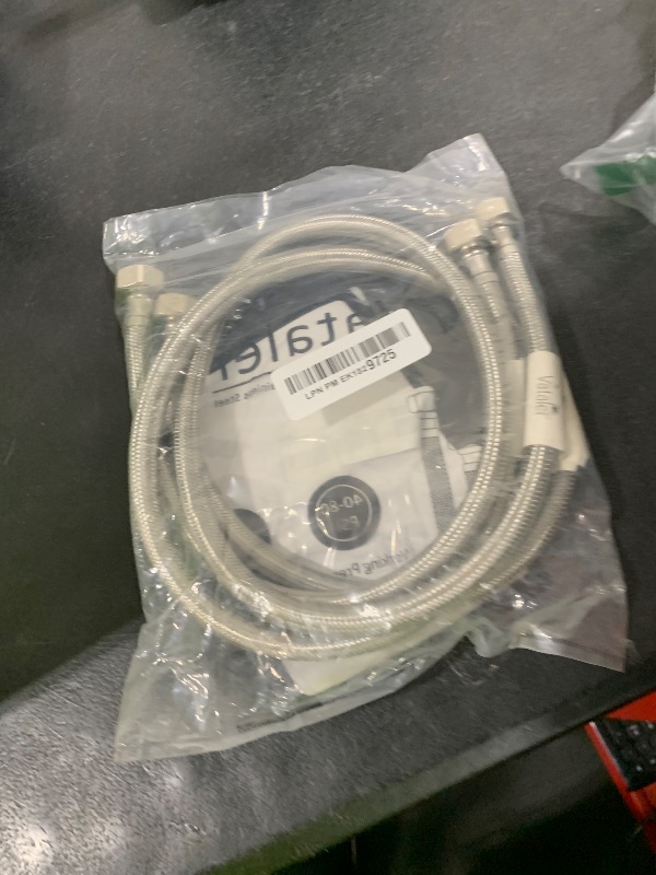 Photo 1 of Vataler Faucet Line Connector Braided 304 Stainless Steel Supply Hose 1/2" I.P. Female Thread to 1/2" I.P. Female Straight Thread Faucet Hose Replacement (One Pair)