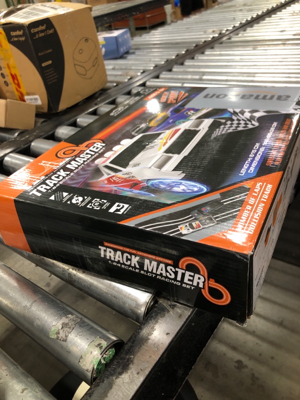 Photo 1 of Slot Car Race Track Sets with 4 Slot Cars, Electric Race Car Track Include Slope Circular Overpass Track, Dual Racing Game Featuring Flash Bridge and Pendulum, Gifts Toys for Boys Kids Age 6 7 8-12