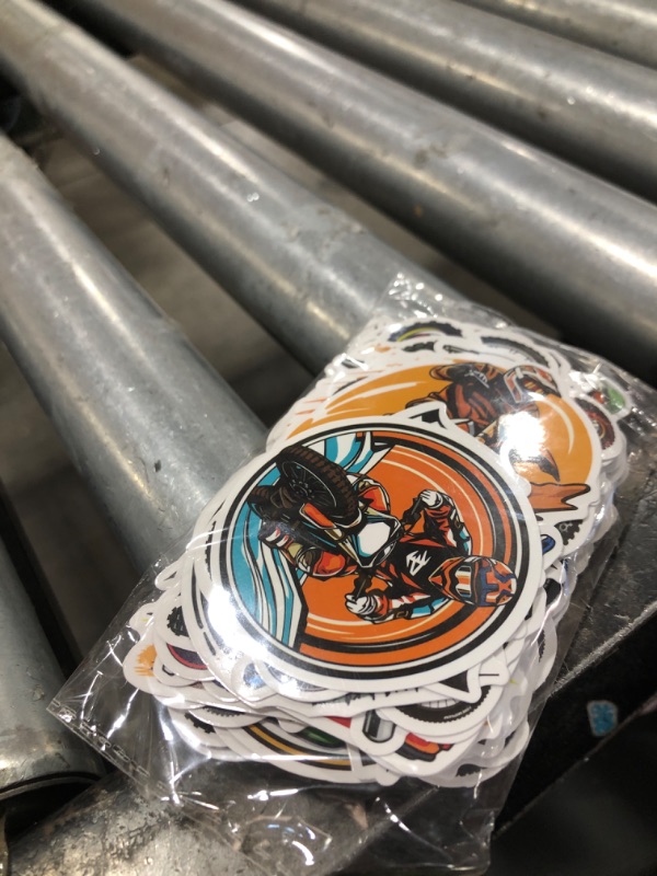 Photo 1 of 100 Pack Dirt Bike Stickers, Motocross Bike Party Favors, Birthday Decorations