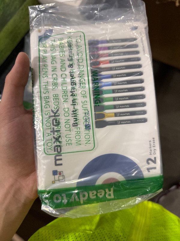 Photo 1 of maxtek Magnetic Whiteboard Markers - 12 Count Colorful Fine Tip Dry Erase Markers with Eraser for Kids, Low Odor Thin Markers for Calendar Boards