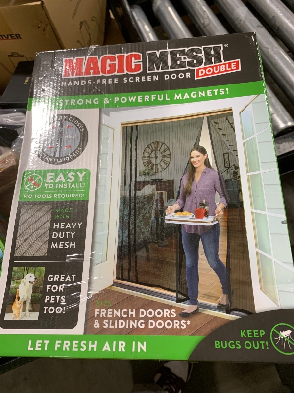 Photo 1 of Magic Mesh Double Door | Magnetic Screen Door for Patio, French & Sliding Doors, Heavy Duty Magnetic Closure, Bug Screen for Doorways, Kid & Pet Friendly | Size 75"W x 83"H (Pack of 1)