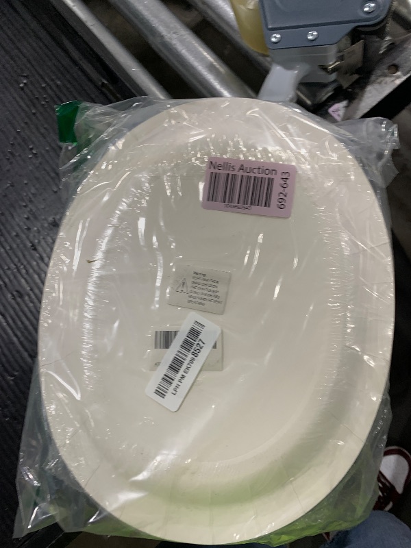 Photo 1 of 50 PCS Sage Greenery Oval Paper Plates Large 10'' x 12'' Disposable Eucalyptus Leaf Party Decoration Supplies Heavy Duty Dish Tray for Sage Green Neutral Green Baby Shower Birthday Wedding Decor