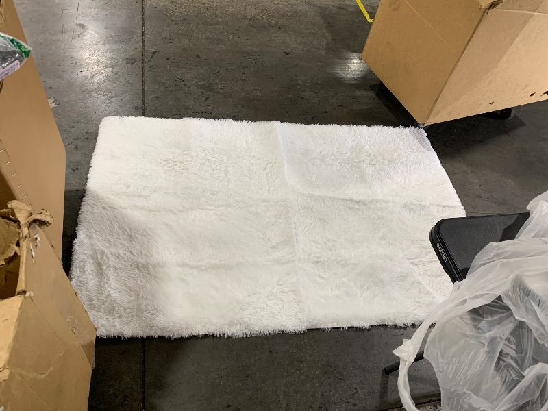 Photo 1 of Fluffy Rug Shaggy Area Rug, White 4x6 Area Rugs for Bedroom, Small Bedside Rug, Soft Fluffy Shaggy Entryway Throw Rugs for Living Room Bedroom Kids Room Home Decor